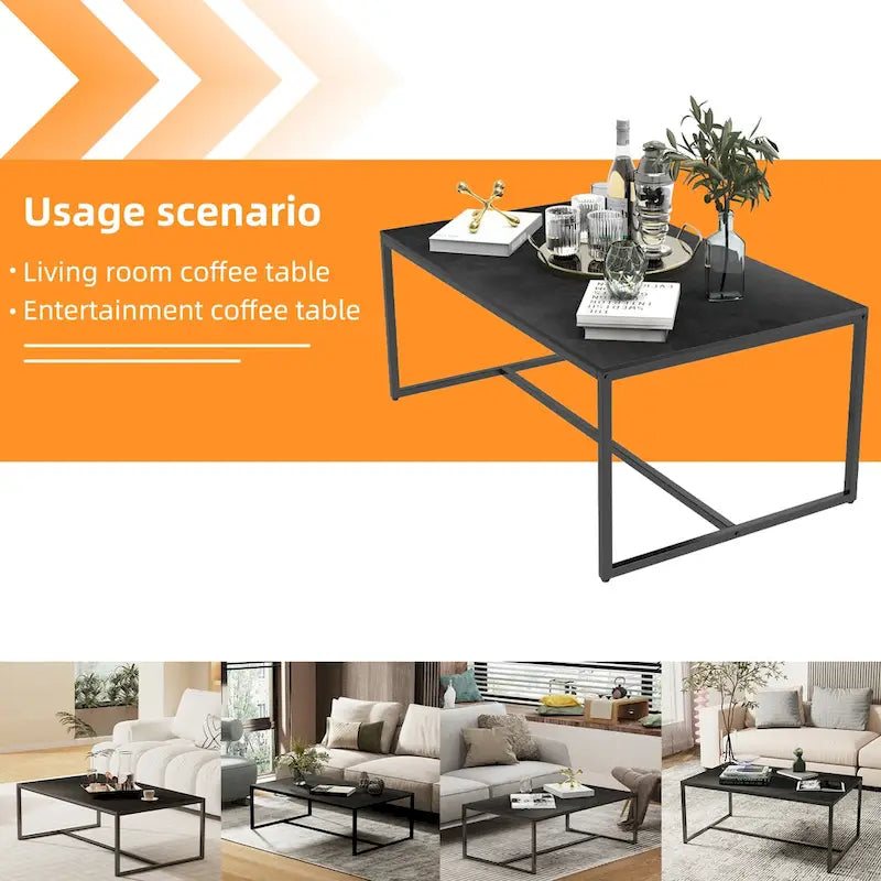 Mesa de centro rectangular Frame - Mesa auxiliar de mármol y metal