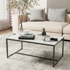 Mesa de centro rectangular Frame - Mesa auxiliar de mármol y metal