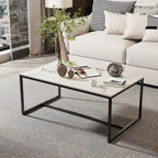 Mesa de centro rectangular Frame - Mesa auxiliar de mármol y metal