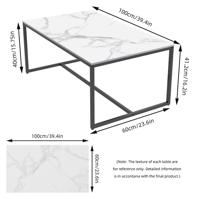 Mesa de centro rectangular Frame - Mesa auxiliar de mármol y metal