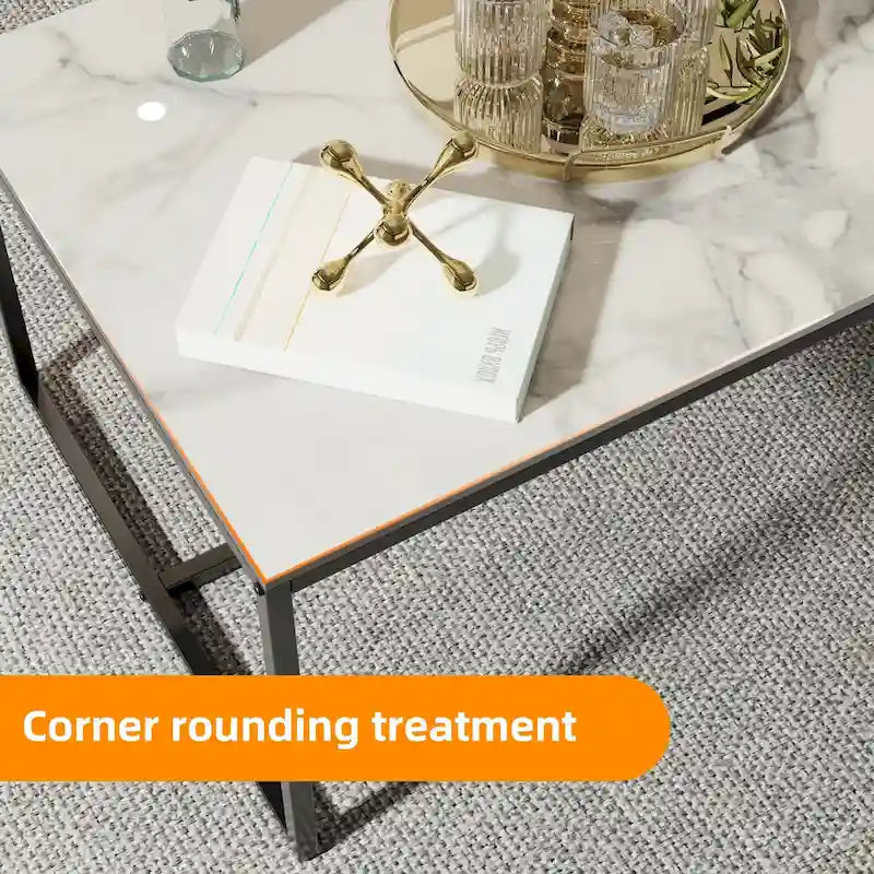 Mesa de centro rectangular Frame - Mesa auxiliar de mármol y metal