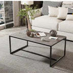 Mesa de centro rectangular Frame - Mesa auxiliar de mármol y metal