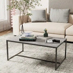 Mesa de centro rectangular Frame - Mesa auxiliar de mármol y metal