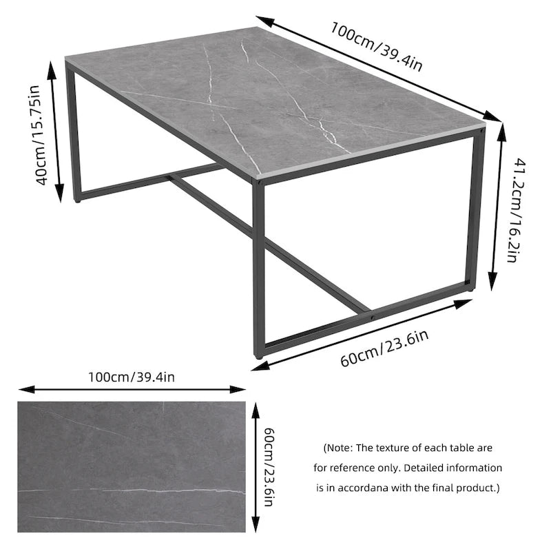 Mesa de centro rectangular Frame - Mesa auxiliar de mármol y metal