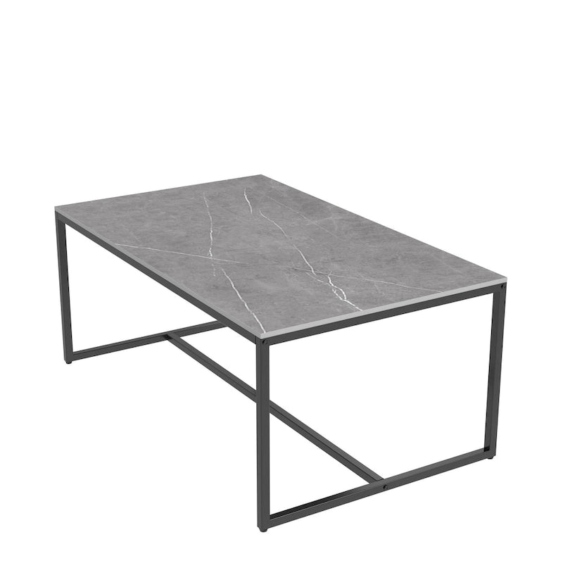 Mesa de centro rectangular Frame - Mesa auxiliar de mármol y metal