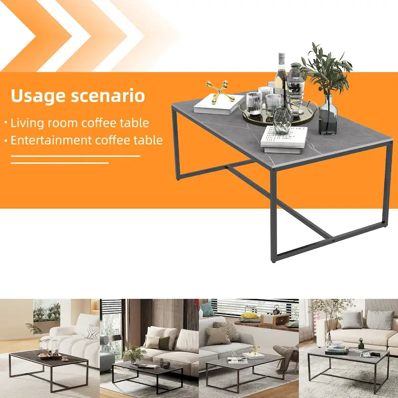 Mesa de centro rectangular Frame - Mesa auxiliar de mármol y metal