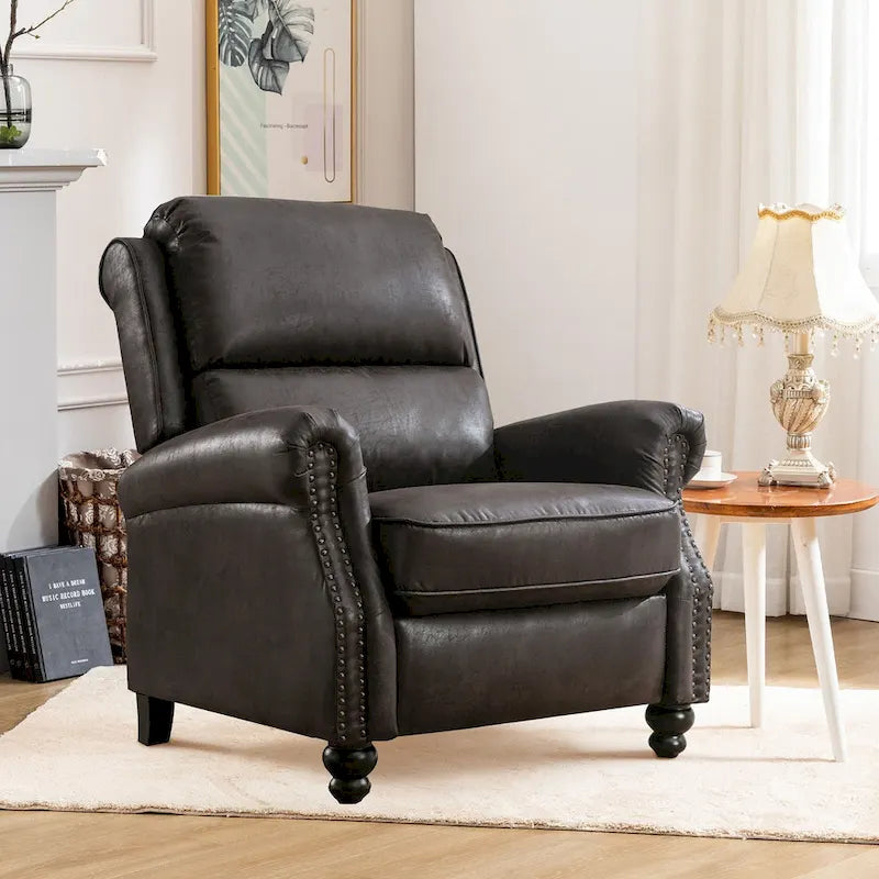 Club reclinable Armchair Pushback con decoración de remaches