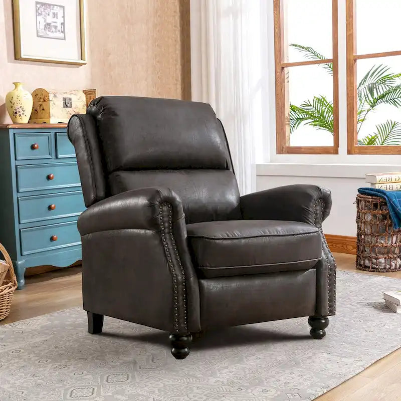 Club reclinable Armchair Pushback con decoración de remaches