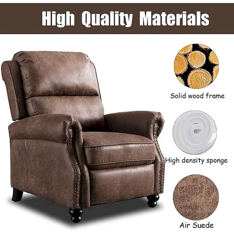 Club reclinable Armchair Pushback con decoración de remaches