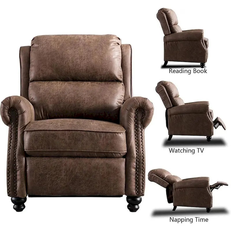 Club reclinable Armchair Pushback con decoración de remaches