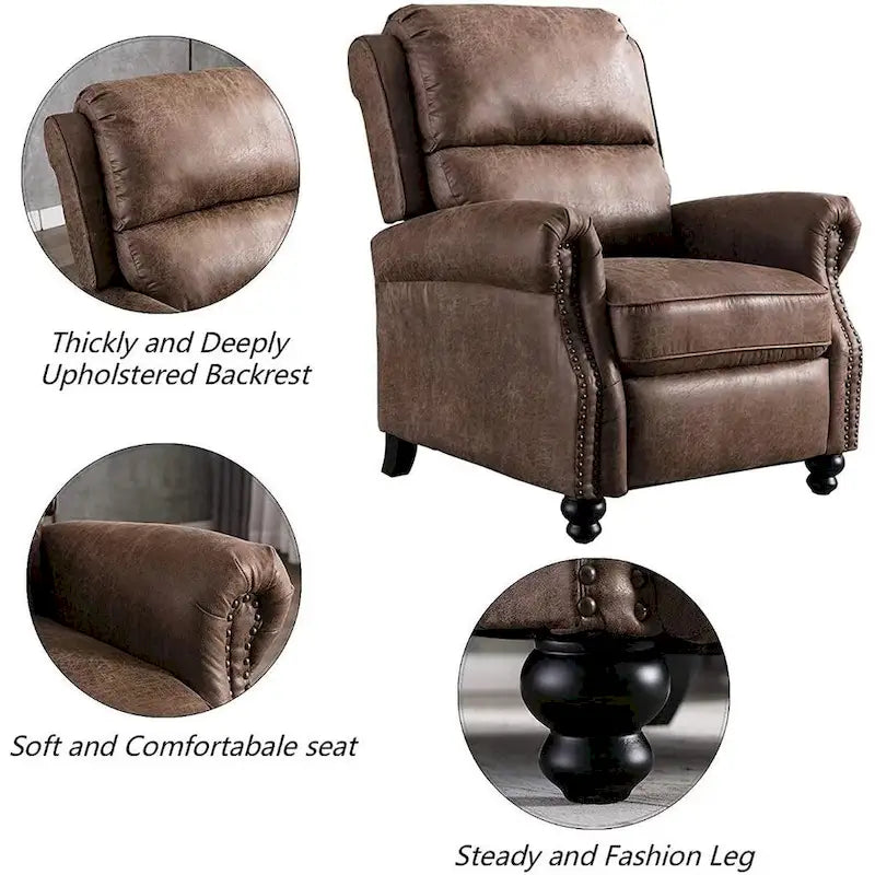 Club reclinable Armchair Pushback con decoración de remaches