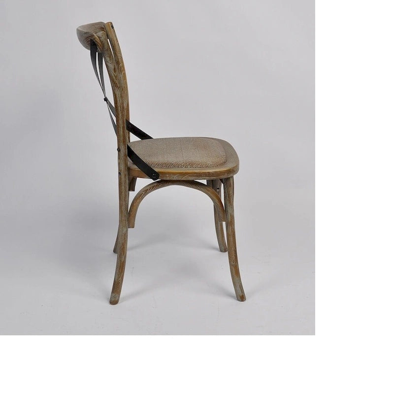 Silla tapizada de ratán con respaldo cruzado Tucken