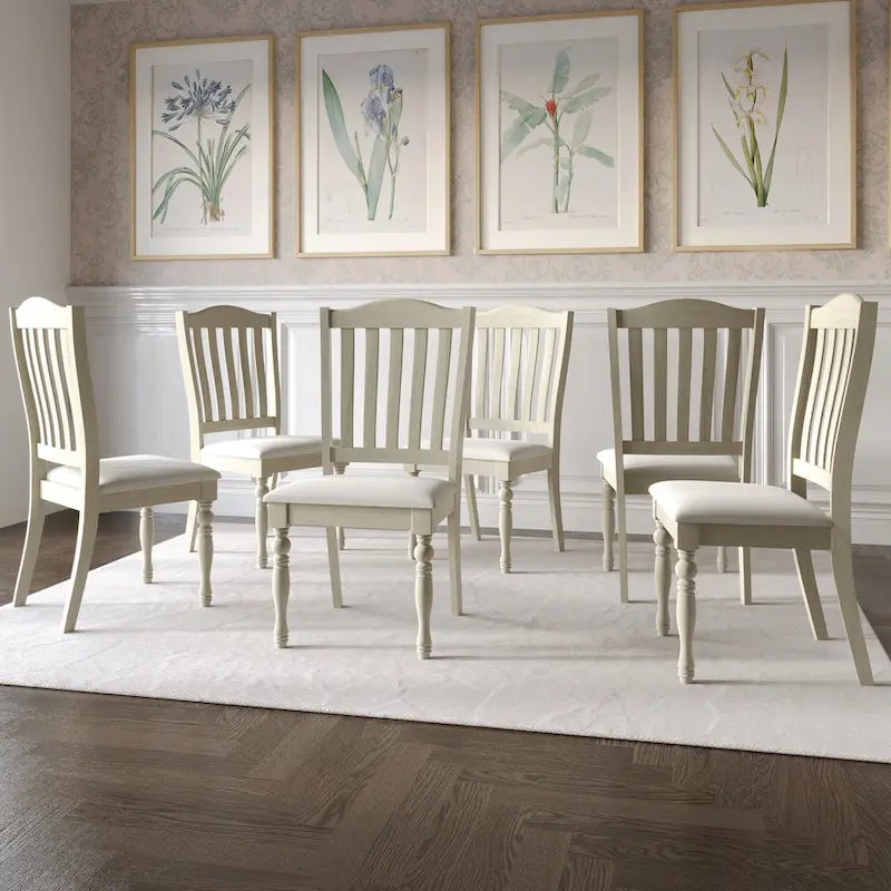 Juego de comedor de 7 piezas bicolor elegante de mediados de siglo
