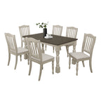 Juego de comedor de 7 piezas bicolor elegante de mediados de siglo