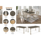 Juego de comedor de 7 piezas bicolor elegante de mediados de siglo