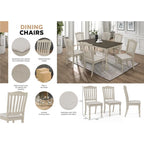 Juego de comedor de 7 piezas bicolor elegante de mediados de siglo