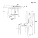 Juego de comedor de casa de campo con mesa de comedor redonda extensible de madera y 4 sillas de comedor tapizadas