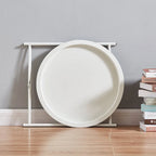 Mesa auxiliar moderna con bandeja redonda extraíble, beige