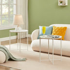 Mesa auxiliar moderna con bandeja redonda extraíble, beige