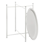 Mesa auxiliar moderna con bandeja redonda extraíble, beige