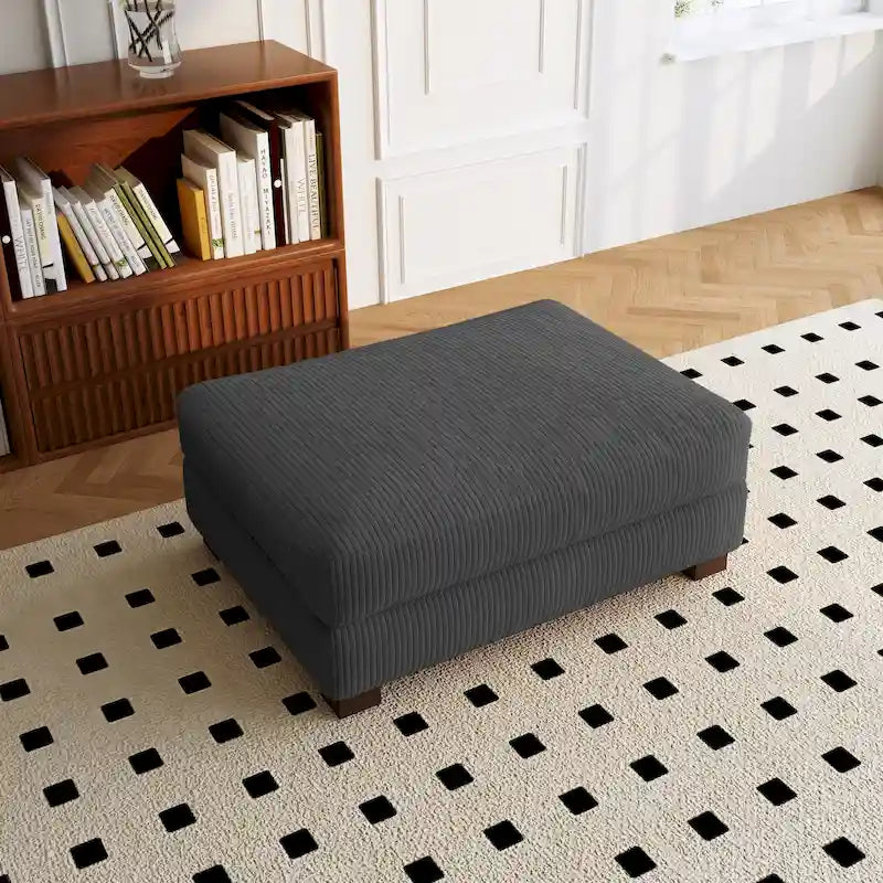 Puf de pana con base de madera maciza