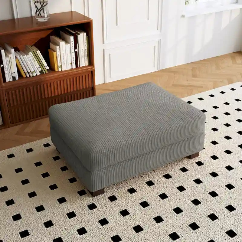 Puf de pana con base de madera maciza
