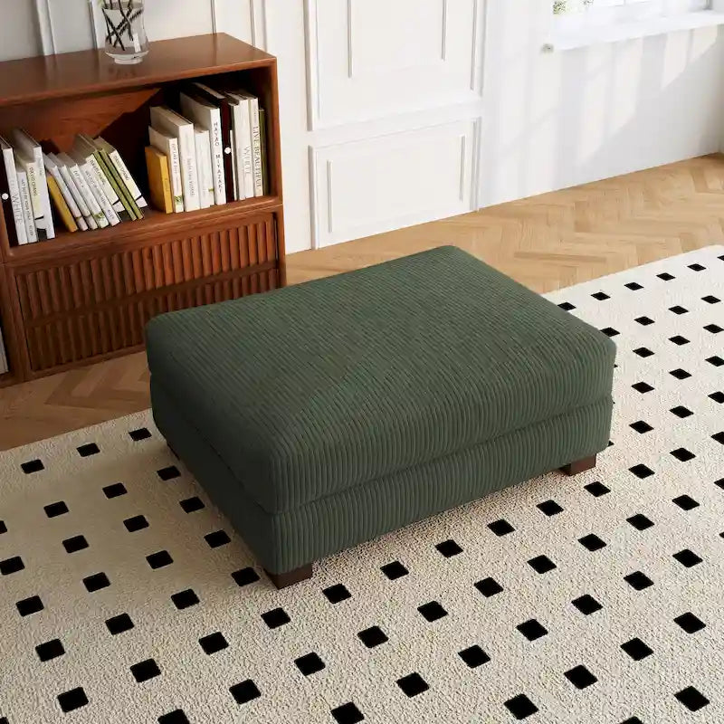 Puf de pana con base de madera maciza