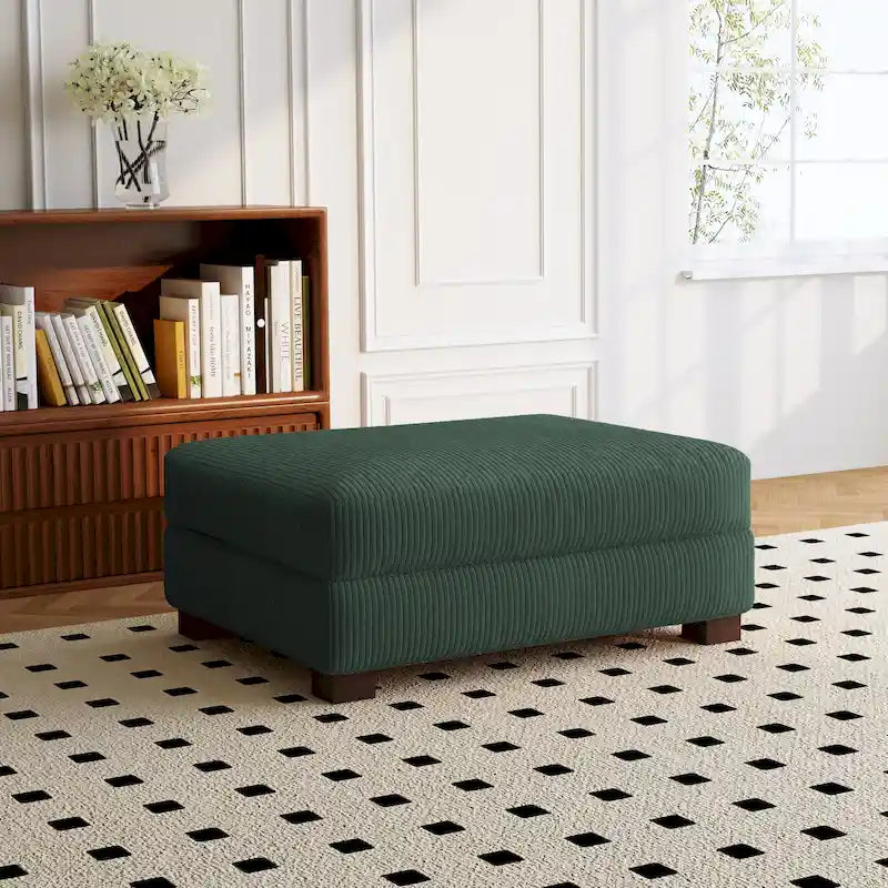 Puf de pana con base de madera maciza