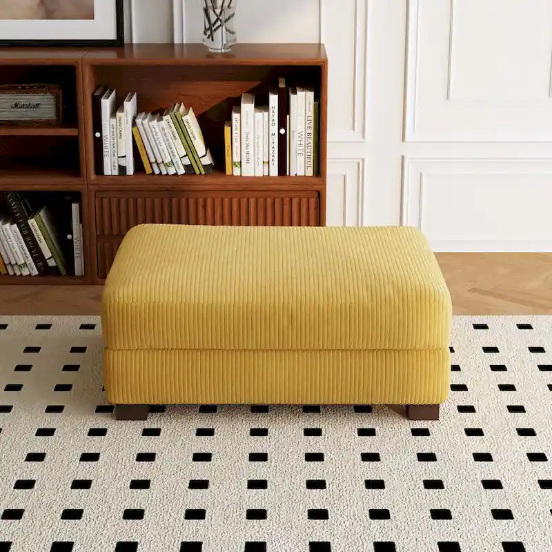 Puf de pana con base de madera maciza