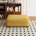 Puf de pana con base de madera maciza