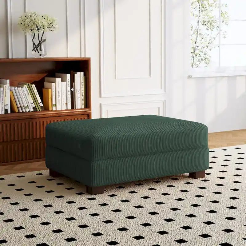 Puf de pana con base de madera maciza