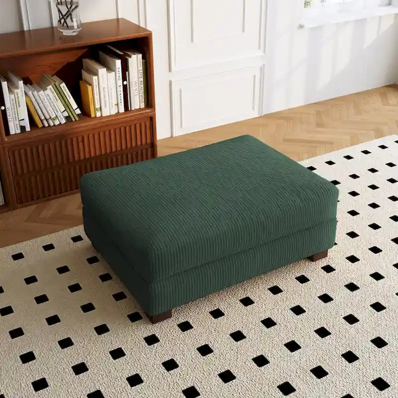 Puf de pana con base de madera maciza