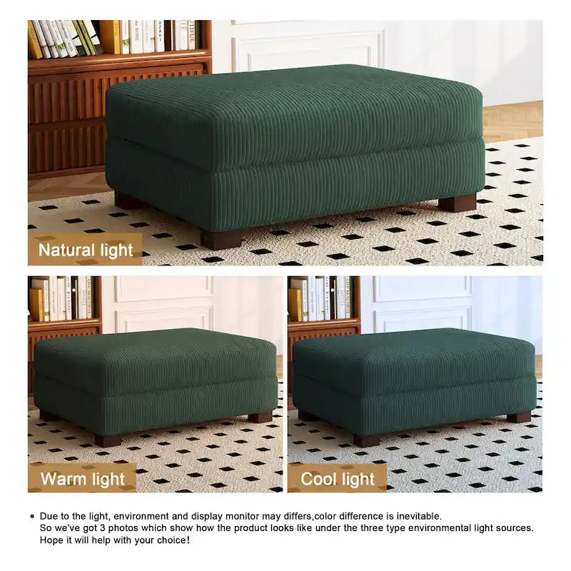 Puf de pana con base de madera maciza