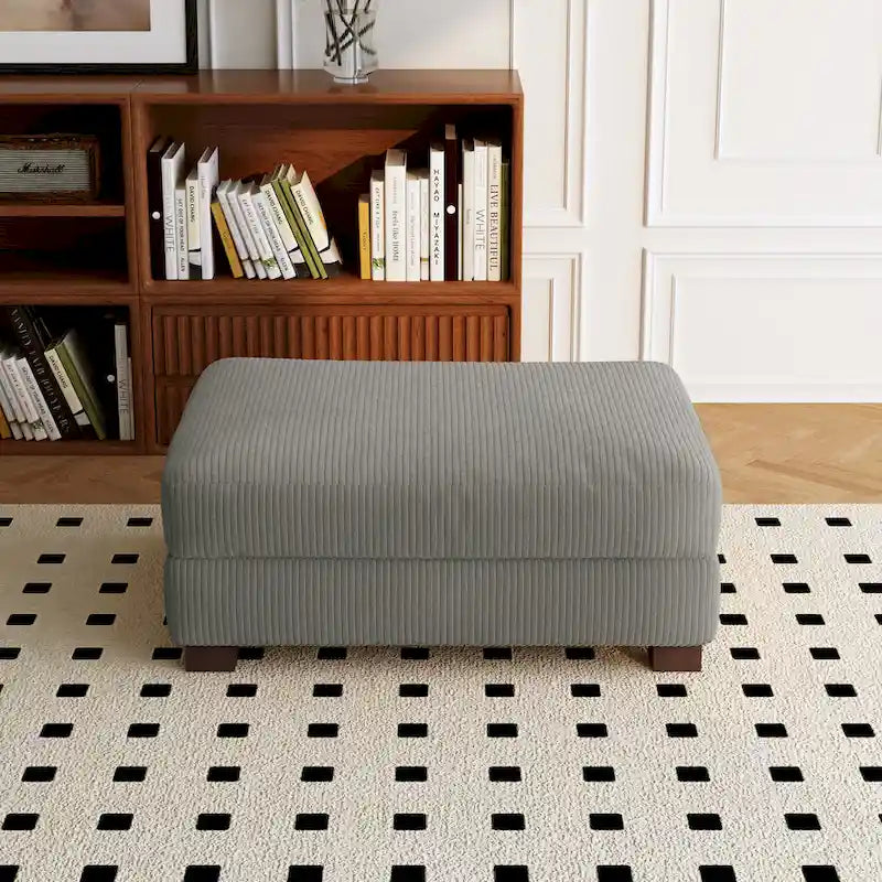 Puf de pana con base de madera maciza