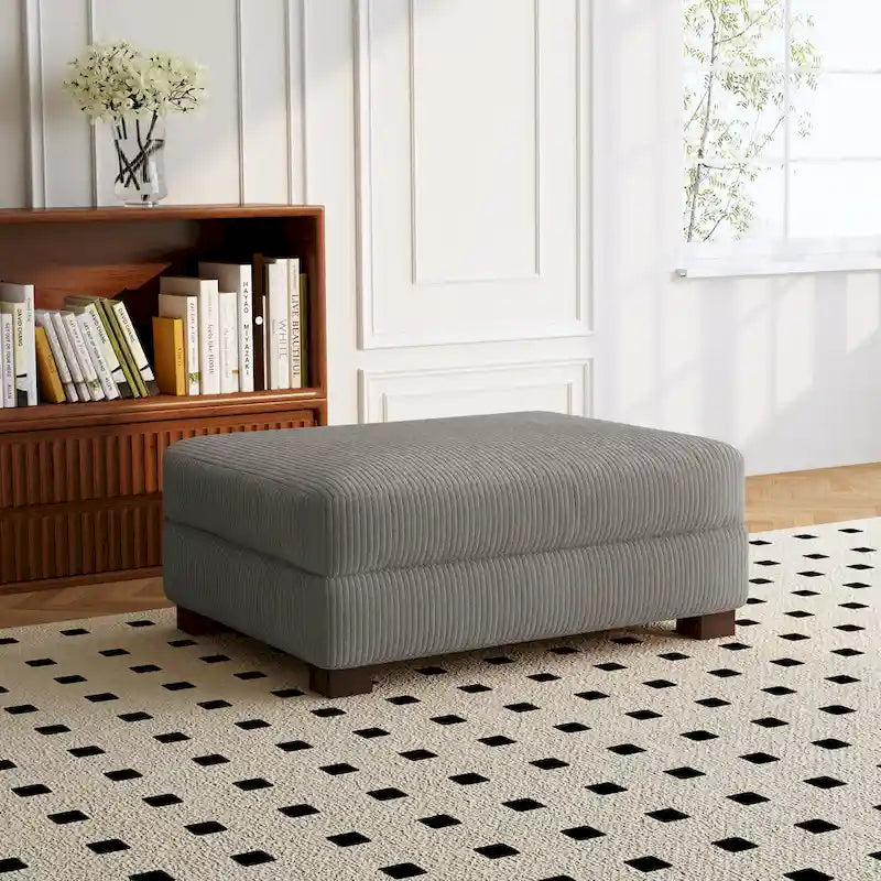 Puf de pana con base de madera maciza