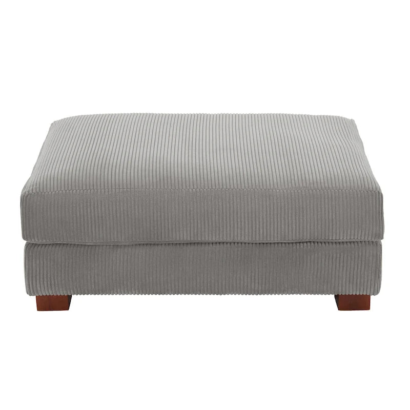 Puf de pana con base de madera maciza