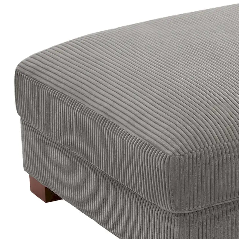 Puf de pana con base de madera maciza