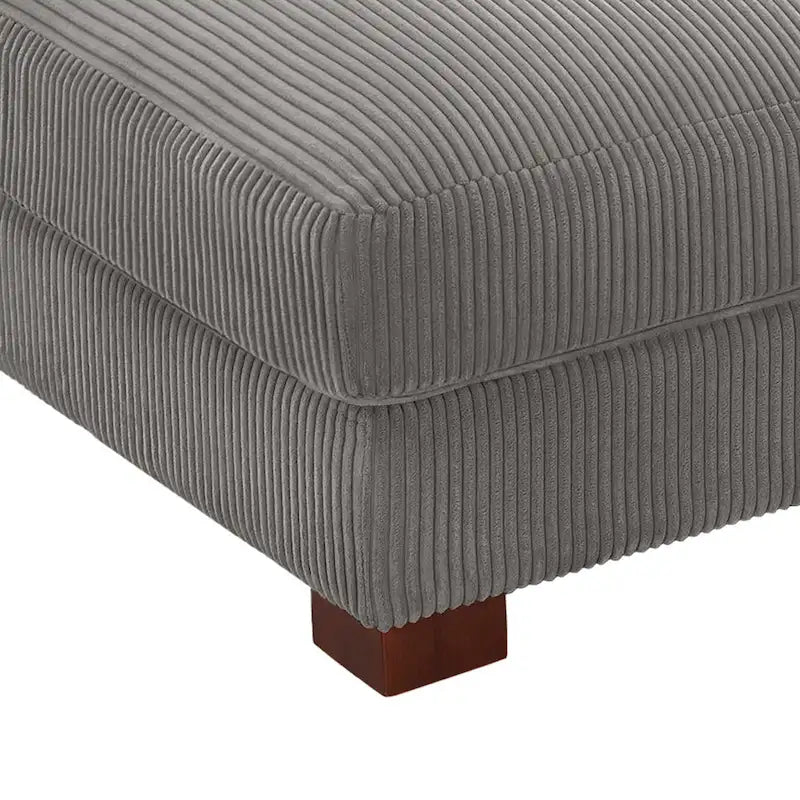 Puf de pana con base de madera maciza
