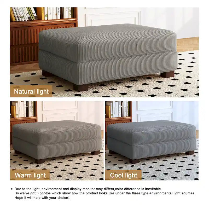 Puf de pana con base de madera maciza
