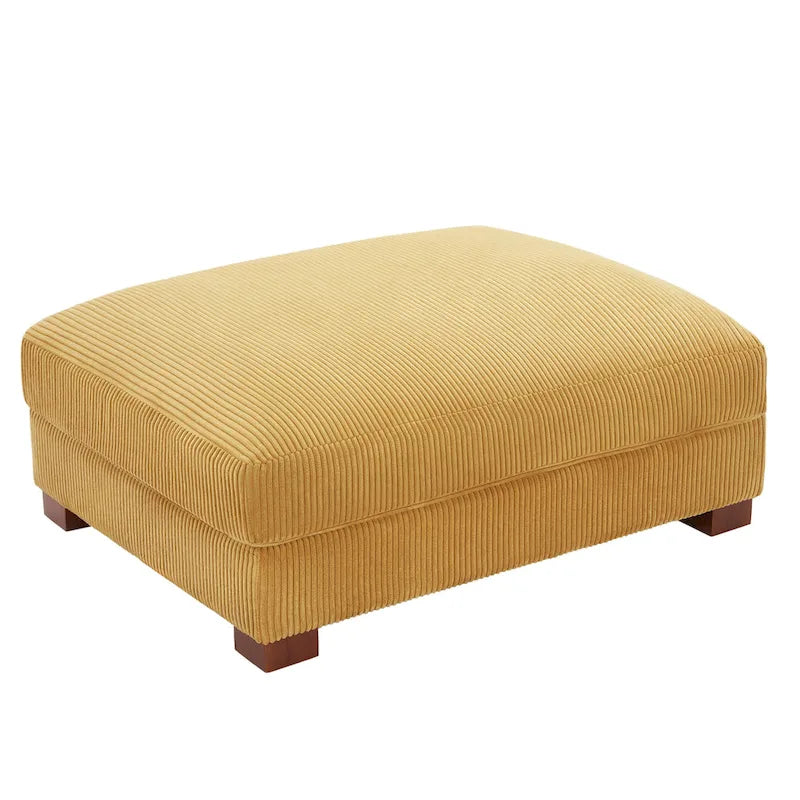 Puf de pana con base de madera maciza