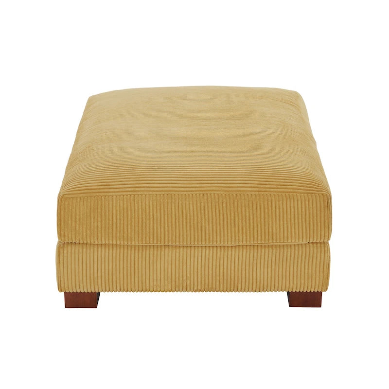 Puf de pana con base de madera maciza