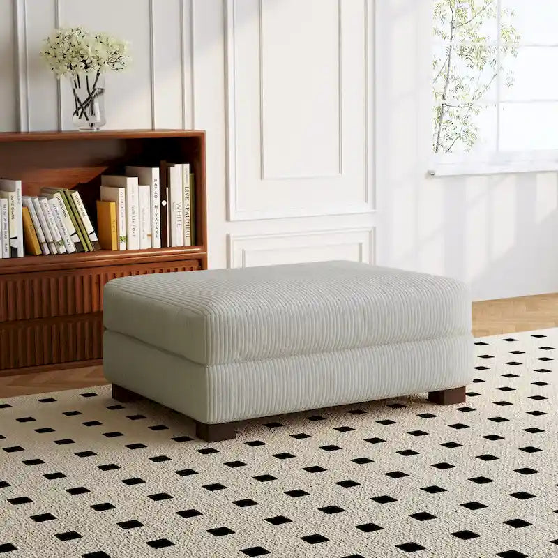 Puf de pana con base de madera maciza
