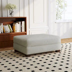 Puf de pana con base de madera maciza