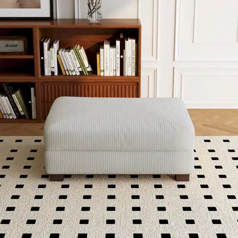 Puf de pana con base de madera maciza
