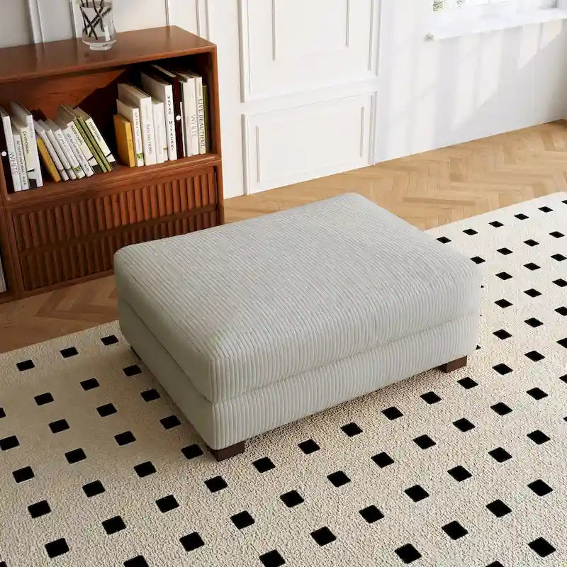 Puf de pana con base de madera maciza