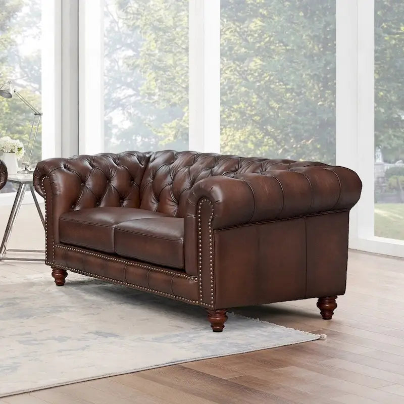 Sofá, diván y sillón Chesterfield de cuero de grano superior