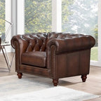 Sofá, diván y sillón Chesterfield de cuero de grano superior