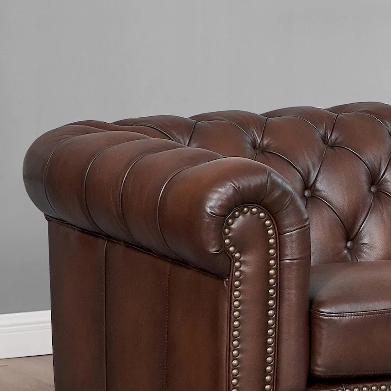 Sofá, diván y sillón Chesterfield de cuero de grano superior