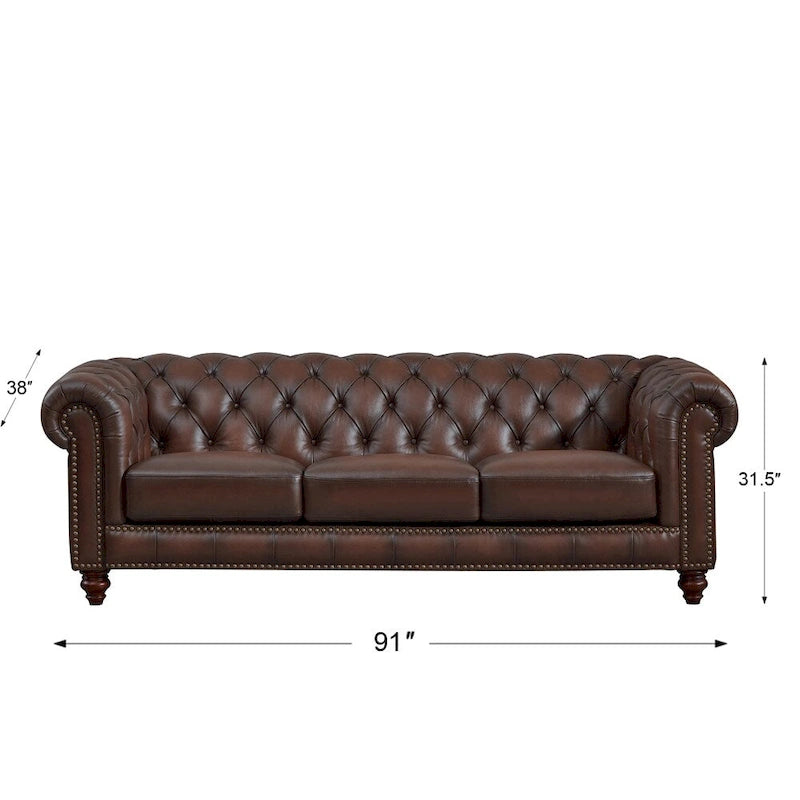 Sofá, diván y sillón Chesterfield de cuero de grano superior
