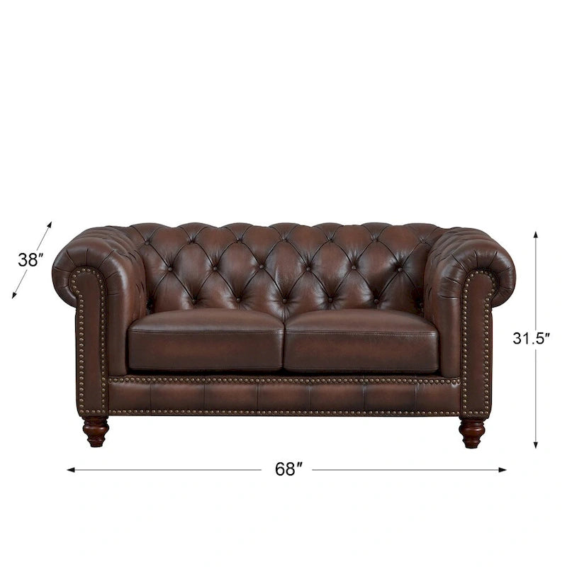 Sofá, diván y sillón Chesterfield de cuero de grano superior